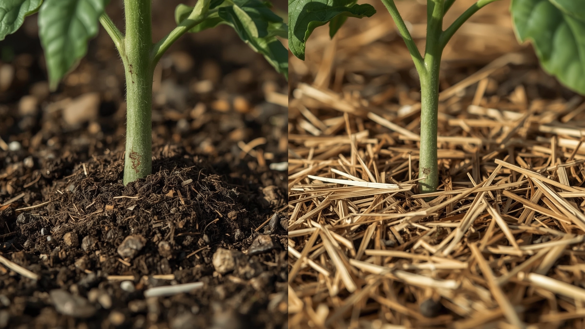 Comparison of incorrect volcano mulching versus correct stem gap technique in raised bed